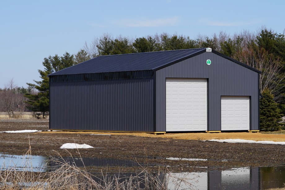 Newly built garage building outside of residential home